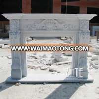 Detailed Carving Classic White Marble Stone Cheap Fireplace Mantel