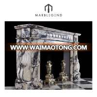 Antique french stlye polishing hand carved white marble fireplace mantel