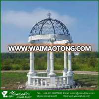 Garden Simple Design Hand Carved White Marble Gazebo with Metal Roof