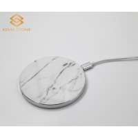 Universal Real Natural White Marble Stone 10W Fast QI Round Wireless Charger For Iphone and Samsung Mobile Phones