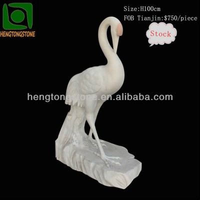 Hand Carved Stone Cranes Bird Sculpture