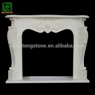 Yellow Marble Floral Fireplace Frame