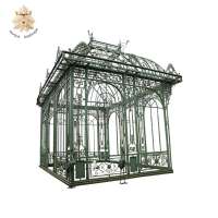 Large outdoor used antique wrought iron gazebo NTIG-041Y