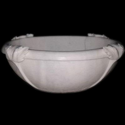 Nature White Stone Hand Carved Round Bathtub