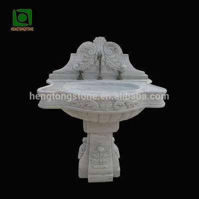 Stone Carving White Marble Freestanding Indoor Bathroom Basin