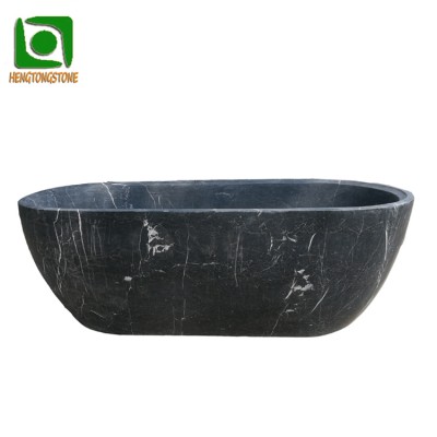 Simple Style Freestanding Black Marble Bathtub For Bathroom